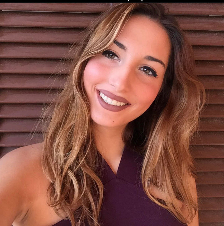 Anna's beautiful smile with white teeth